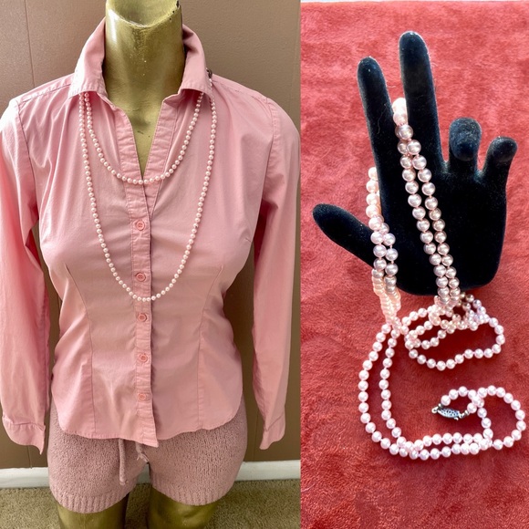 Classic Pastel PINK Faux PEARL Strand NECKLACE - Picture 2 of 7